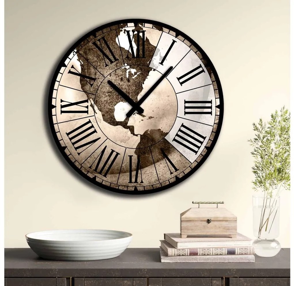 Fali óra 50 cm átmérő, 1xAA, barna