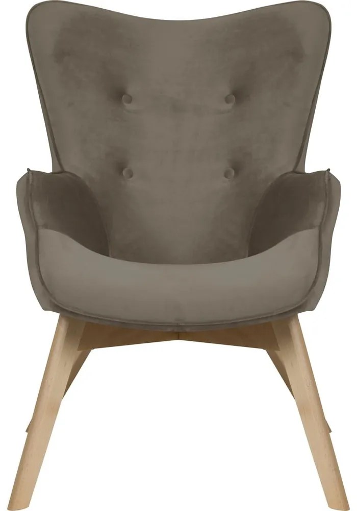 Világosbarna bársony fotel Niko – Ropez