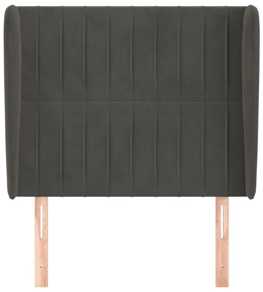 sötétszürke bársony fejtámla szárnyakkal 83 x 23 x 118/128 cm