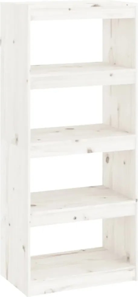 vidaXL fehér tömör fenyőfa könyvszekrény/térelválasztó 60x30x135,5 cm