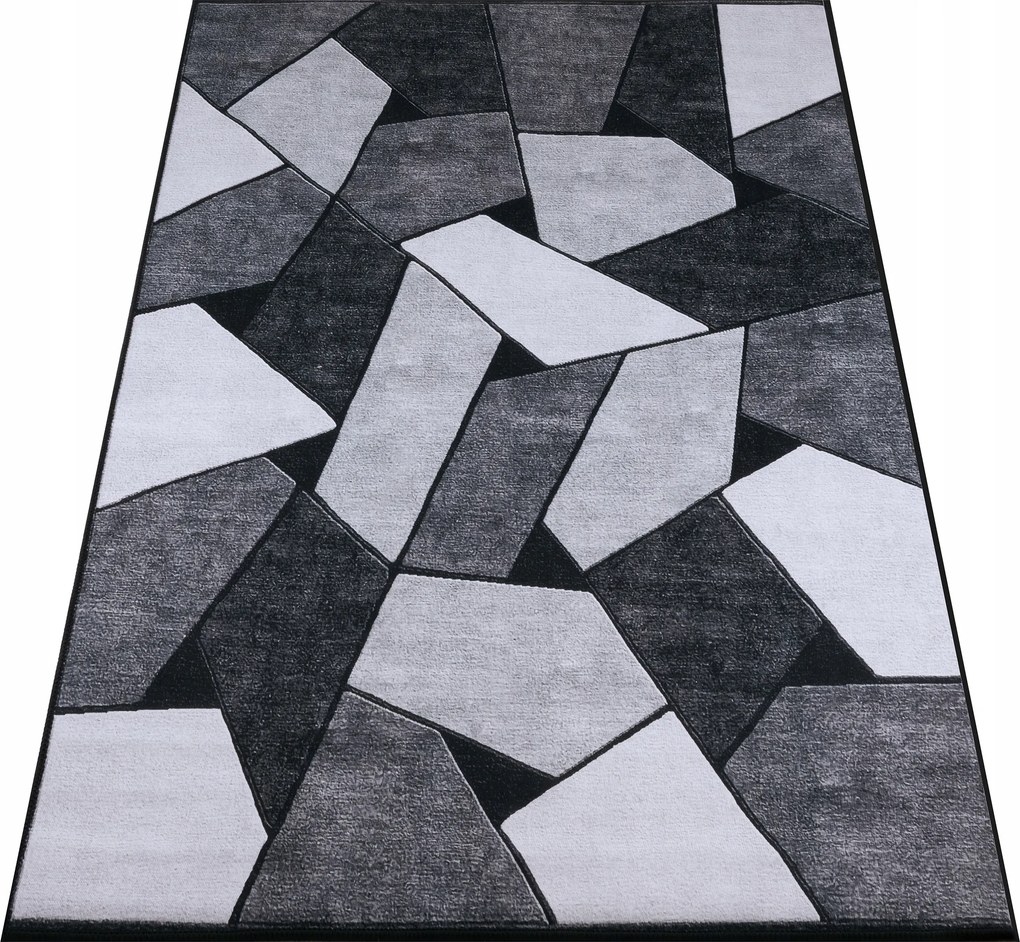 Szőnyeg 160x220 Szürke Fekete Nappali Szoba Modern Csúszásgátló Bcf