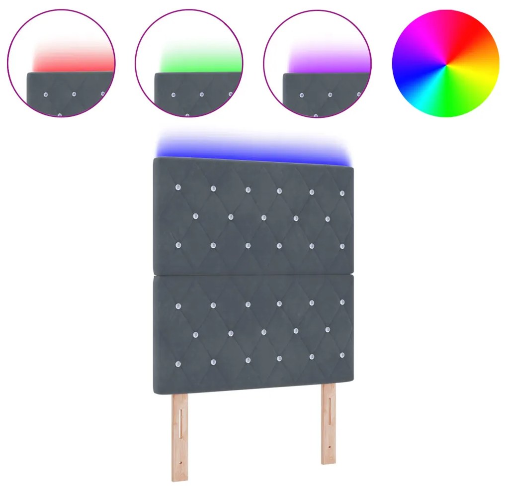 LED fejtámla Sötétszürke 80 cm Bársony