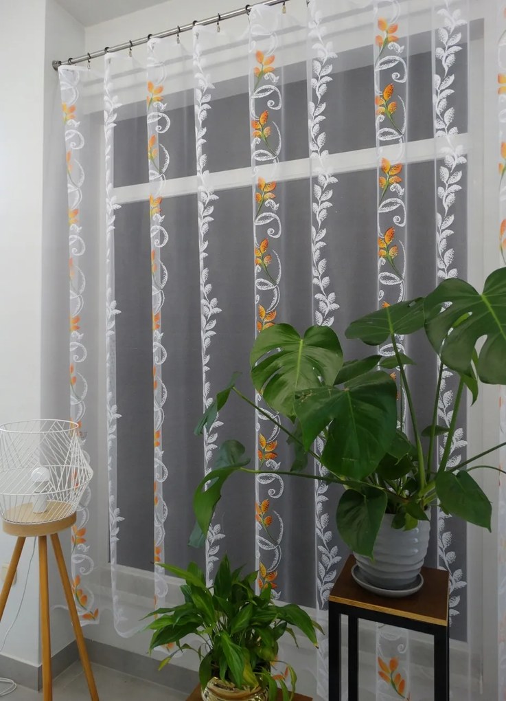 Mg Függöny Levél Fehér narancs 225cm lengyel 0,5m 4095