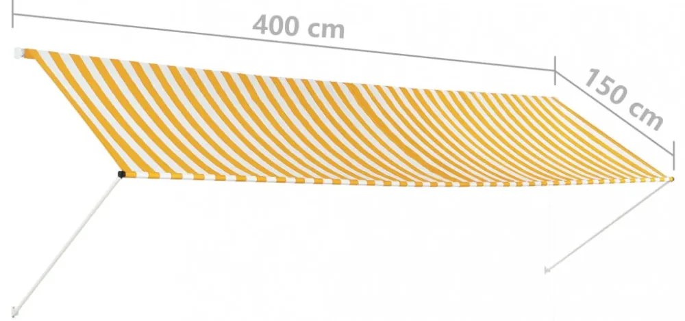 feltekerhető sárga és fehér napellenző 400 x 150 cm