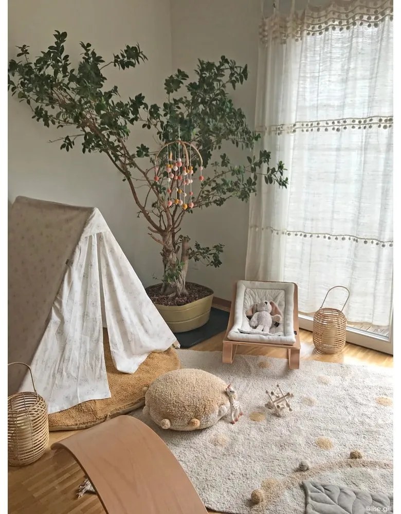 Okkersárga-krémszínű mosható kézi szövésű pamut gyerek szőnyeg 120x160 cm Hippy Dots Honey – Lorena Canals