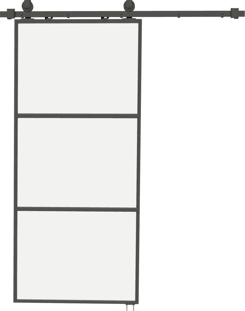 HOMCOM Üveg Tolóajtó Csúszó Mechanizmussal és Lágy Záródással Fürdőszobához, Nappalihoz, Konyhához 91.4x203.2 cm Fekete | Aosom
