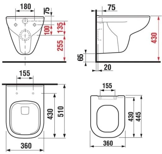 JIKA H8666140000001 - DEEP függesztett WC + DEEP SoftClose WC-ülőke