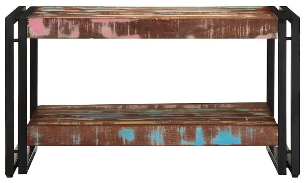 Többszínű tömör újrahasznosított fa dohányzóasztal 90x50x38cm