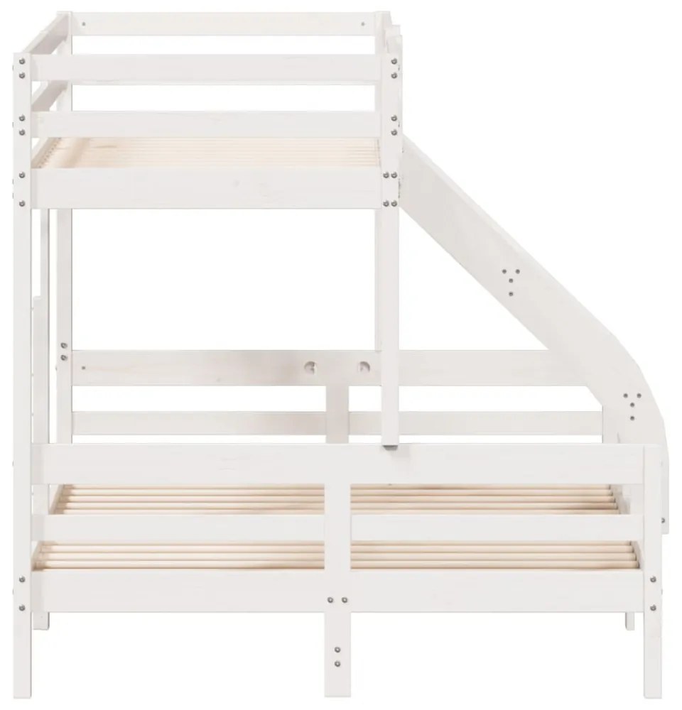 fehér tömör fenyőfa emeletes ágy 80 x 200/140 x 200 cm