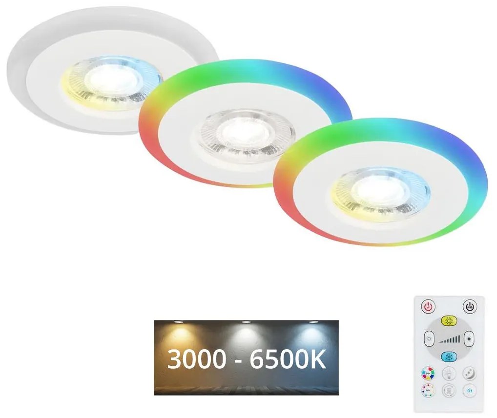 Briloner Briloner - KÉSZLET 3x LED RGBW Dimmelhető fürdőszobai lámpa LED/5W/230V IP44+ + távirányító BL1333