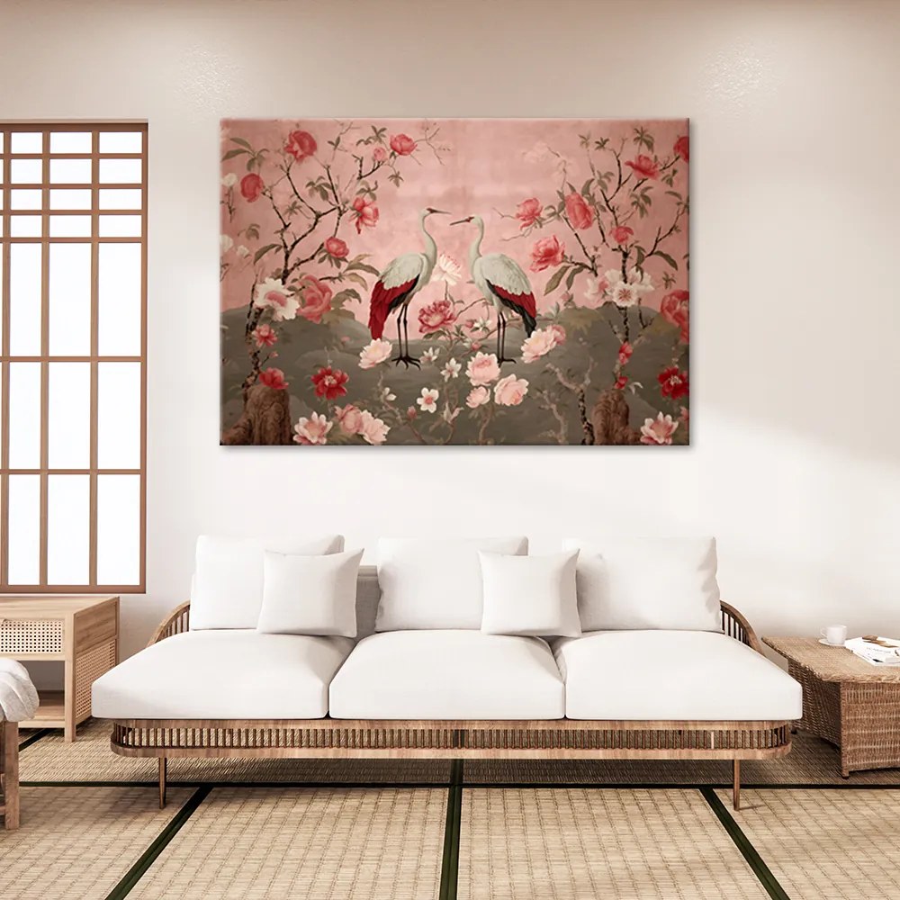Gario Vászonkép Virágok és daruk Méret: 120 x 80 cm