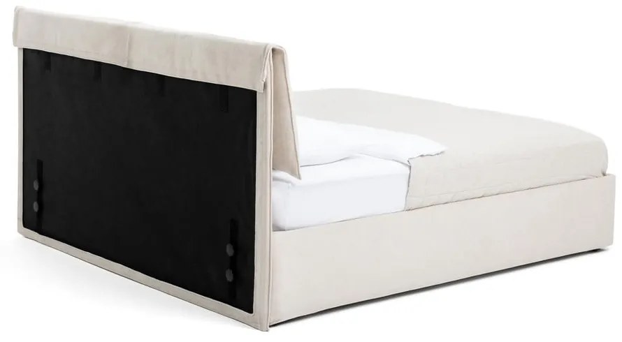 Bézs kárpitozott ágyneműtartós franciaágy ágyráccsal 180x200 cm Thessa Pillow – Bonami Selection