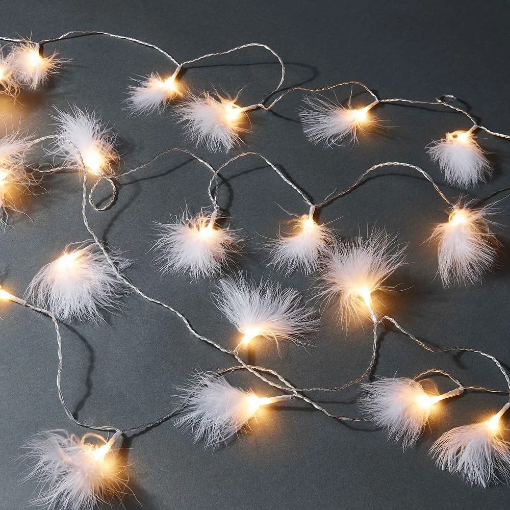 FEATHERS égősor tollakkal USB csatlakozóval, 20 égő