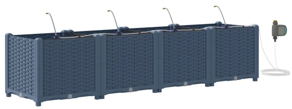 Kerti ültetők Szürke 160 x 40 x 37.5 cm Acél