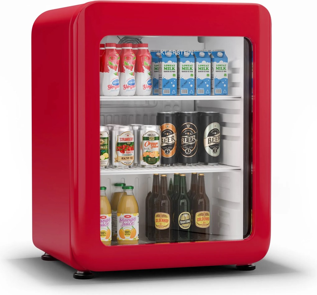 Klarstein Audrey Evo italhűtő, Rretro kivitel, üvegajtó, 65 L, EEK C