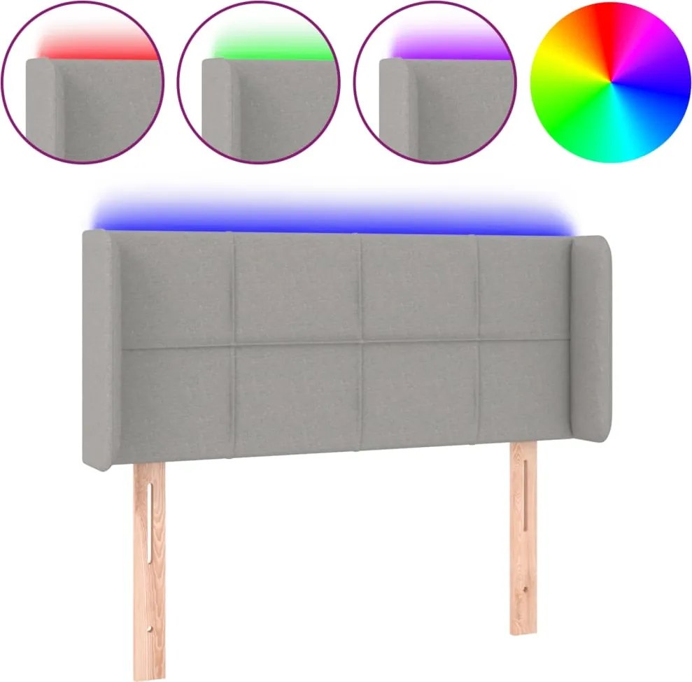 vidaXL világosszürke szövet LED-es fejtámla 103 x 16 x 78/88 cm