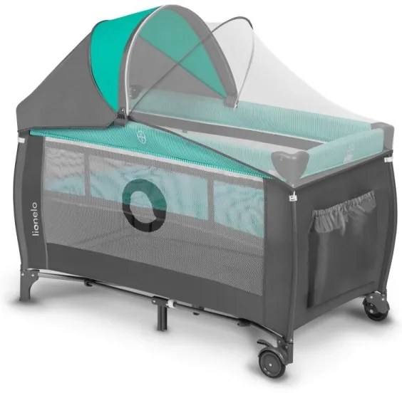 Lionelo - Utazó kiságy SVEN PLUS szürke/türkiz