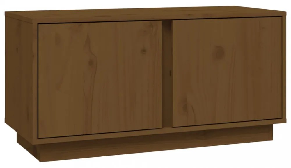 mézbarna tömör fenyőfa TV-szekrény 80x35x40,5 cm