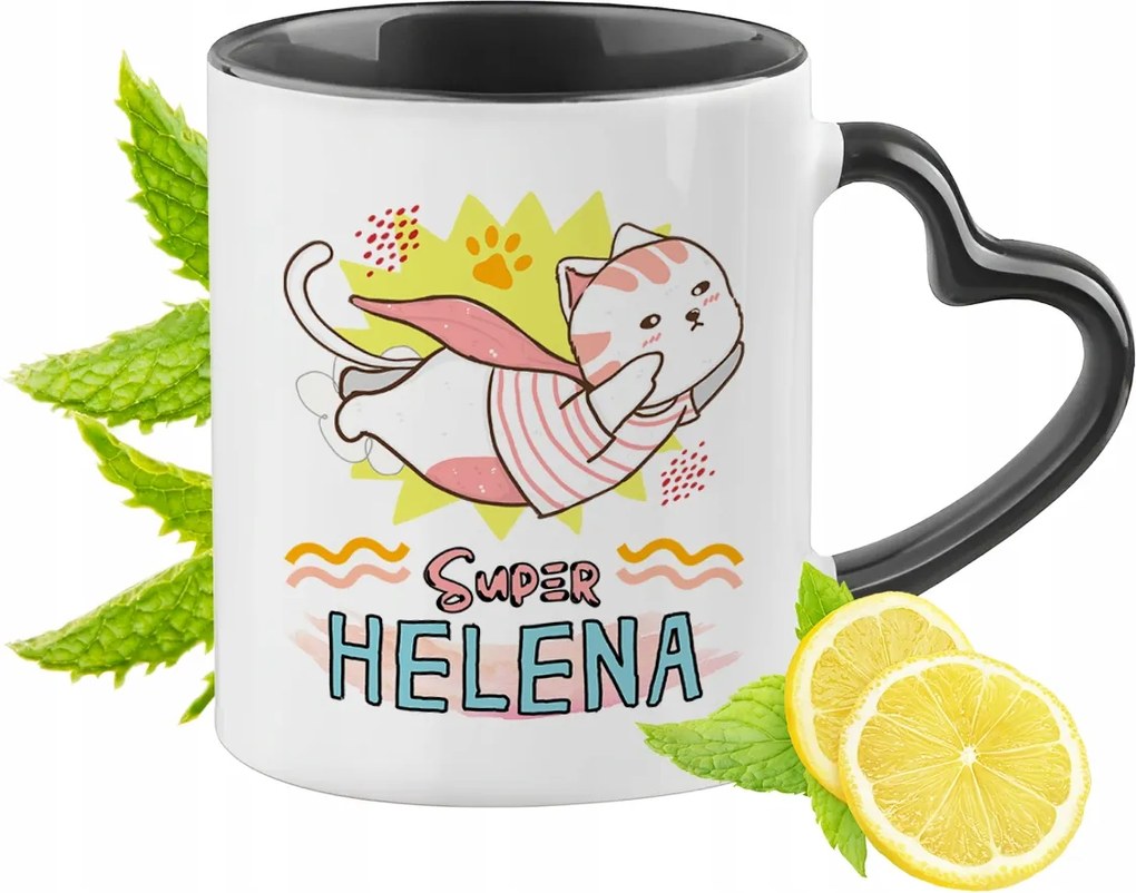 Fekete bögre szív alakú füllel Helenának Ideális Ajándék