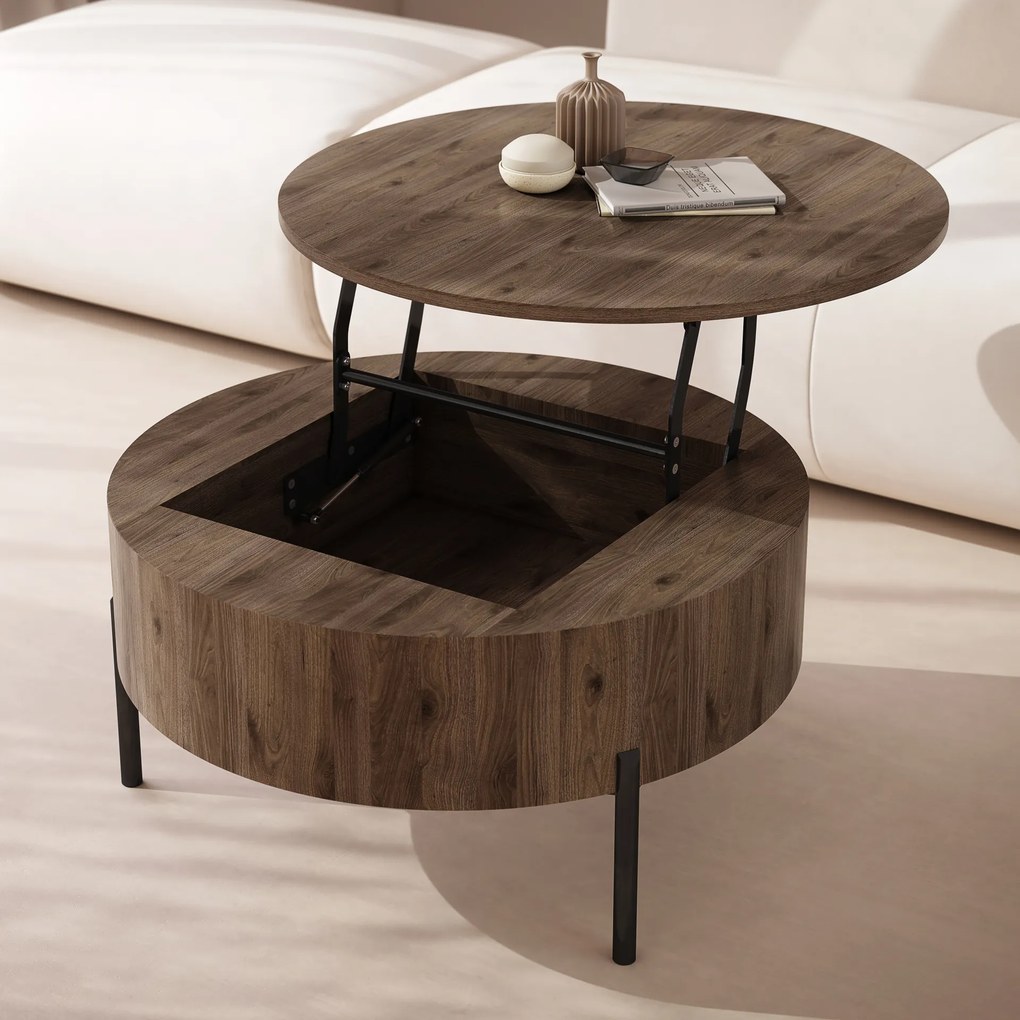 Mazzoni FRIDA Elegáns Diófa – MODERN DOHÁNYZÓASZTAL FELHAJTHATÓ LAPPAL ÉS TÁROLÓVAL