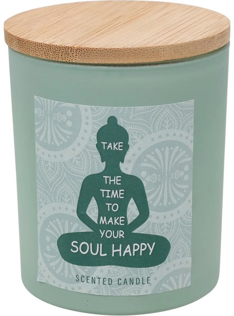 Soul Happy illatgyertya, réti szellő illata, 7 x 8,5 cm, 300 g, zöld