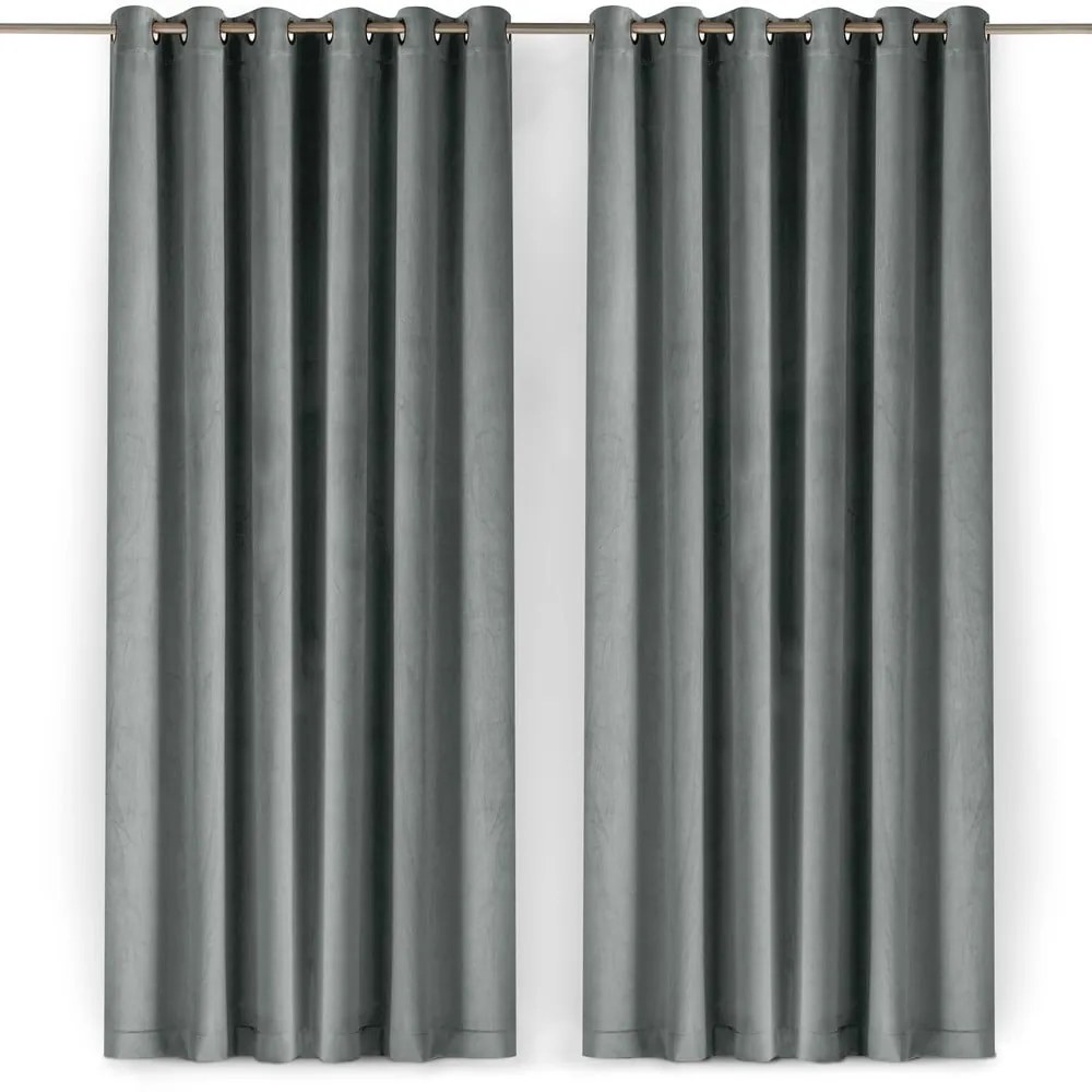 Szürke bársony dimout (részleges sötétítő) függöny 400x175 cm Velto – Filumi