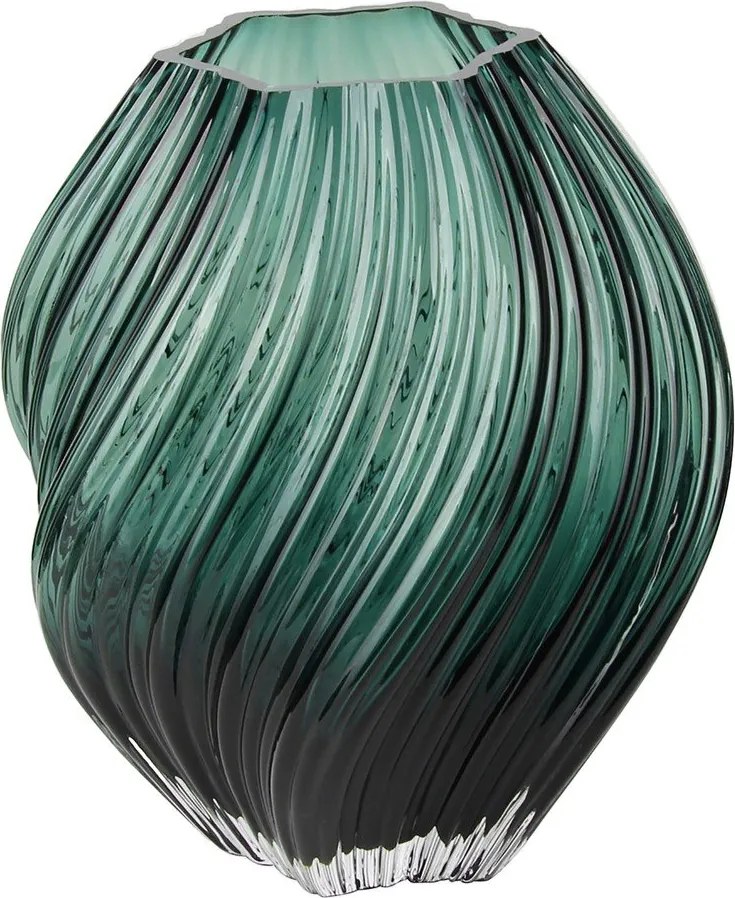 Sötétzöld üveg kézzel készített váza (magasság 23 cm) – House Nordic