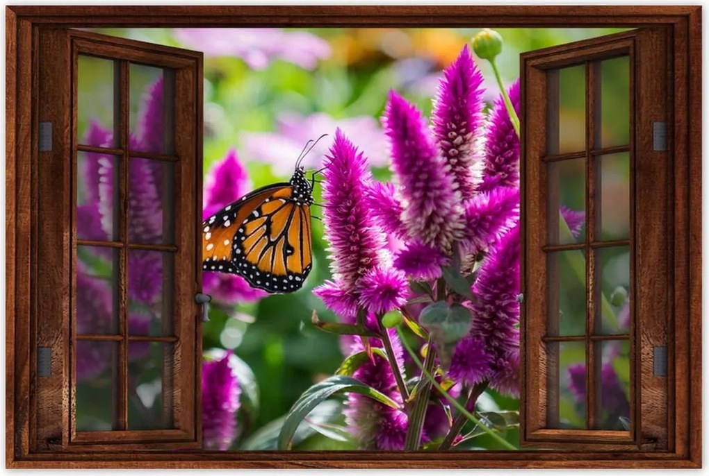 Poszter 60x40 Pillangó a virágokon