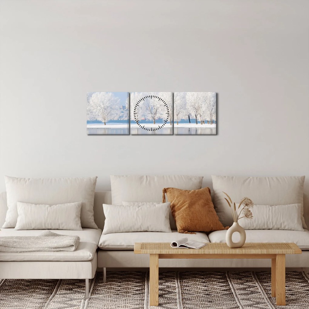 Egy kép egy téli tájról (órával) (90x30 cm)