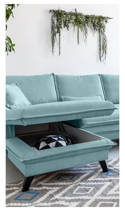 Charming Charlie világoskék kinyitható sarokkanapé, bal oldali - Miuform