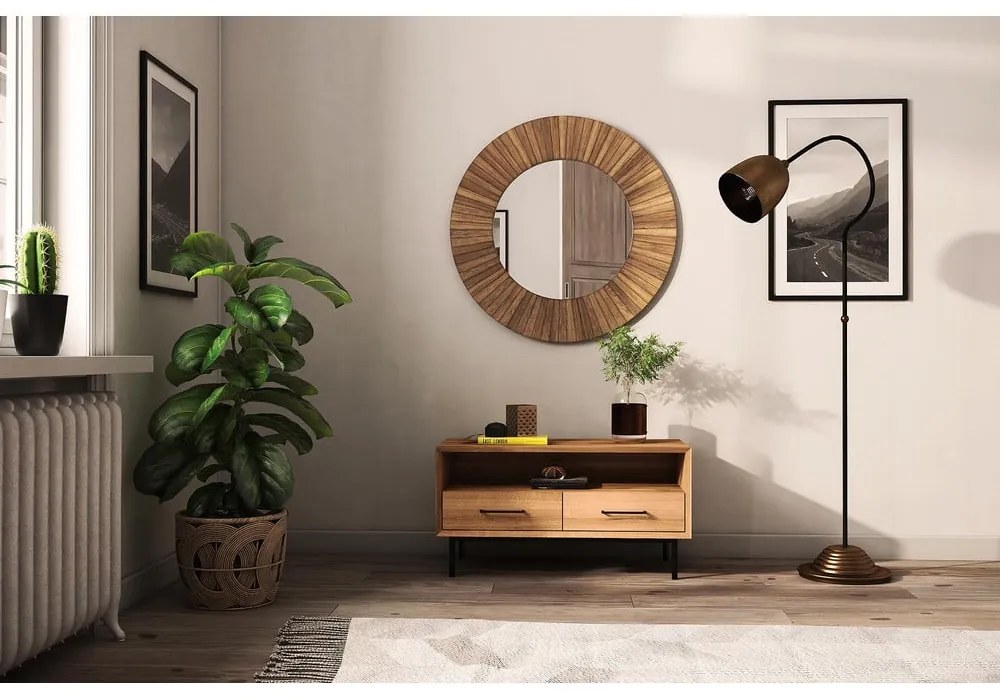 Natúr színű tölgyfa TV-állvány 90x50 cm Abies – The Beds