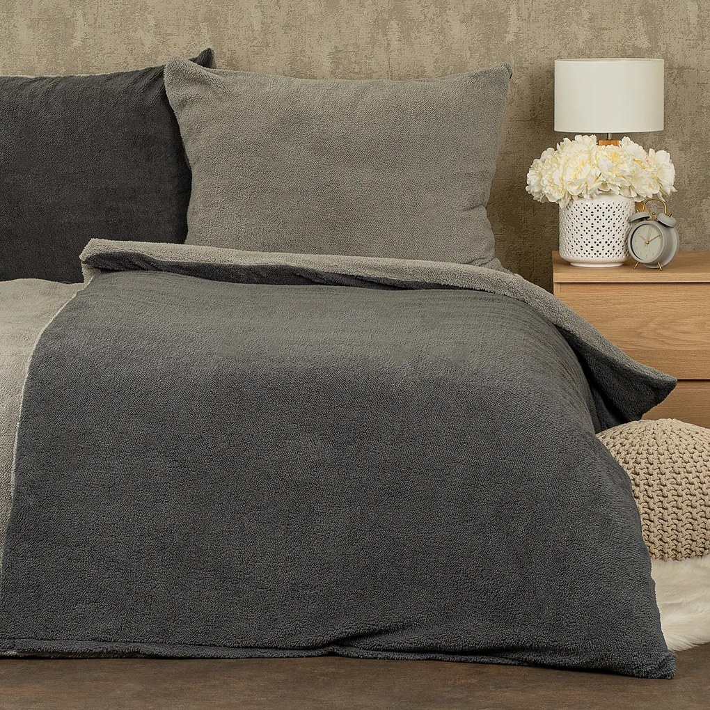 4Home Teddy gyapjú hatású ágyneműhuzat, szürke, 140 x 200 cm, 70 x 90 cm