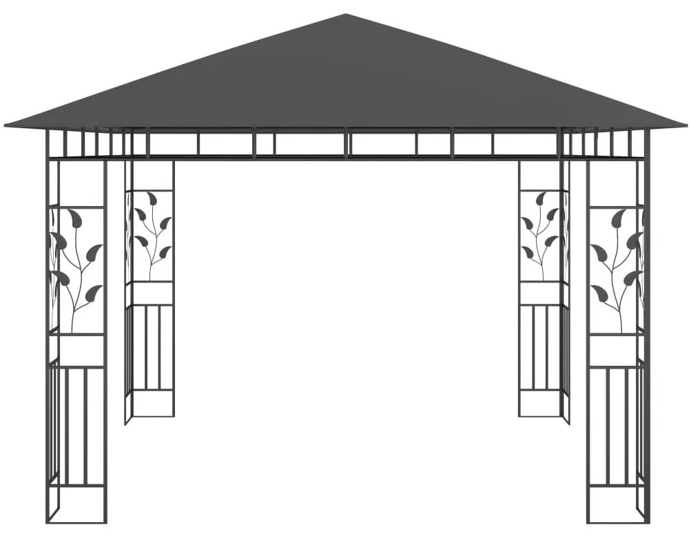 Antracitszürke pavilon szúnyoghálóval 3 x 3 x 2,73 m 180 g/m²