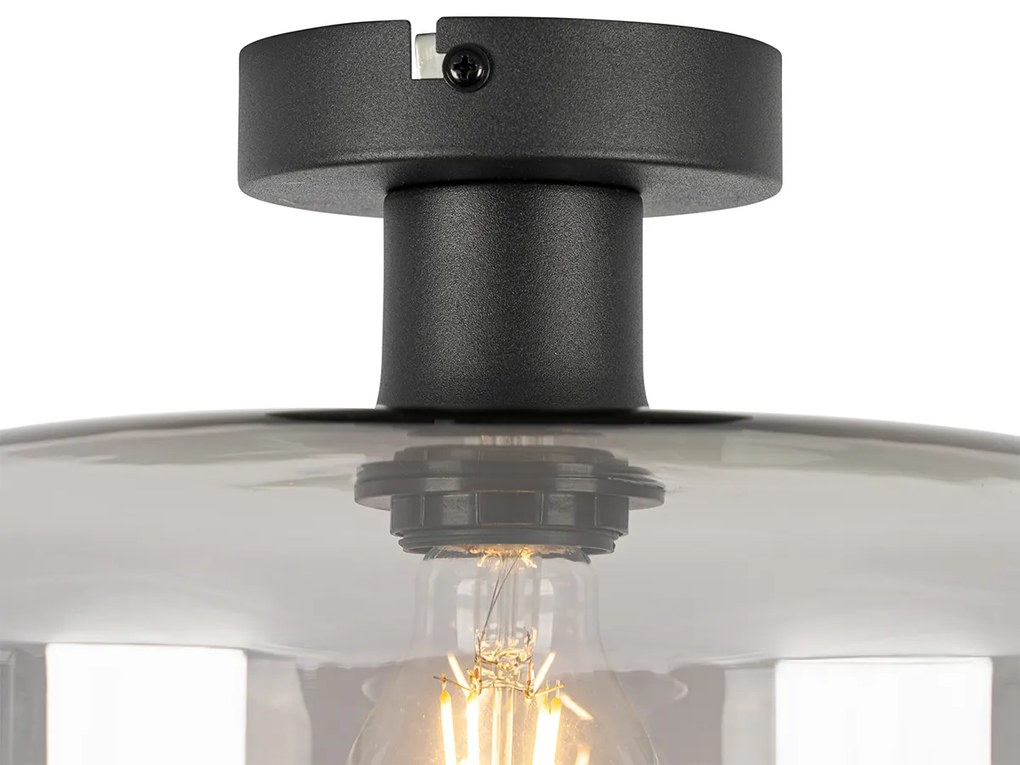 Art Deco mennyezeti lámpa fekete füstüveggel - Bizle