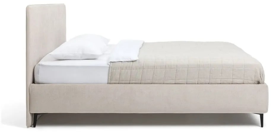 Bézs kárpitozott franciaágy ágyráccsal 160x200 cm Noira Slim – Bonami Selection
