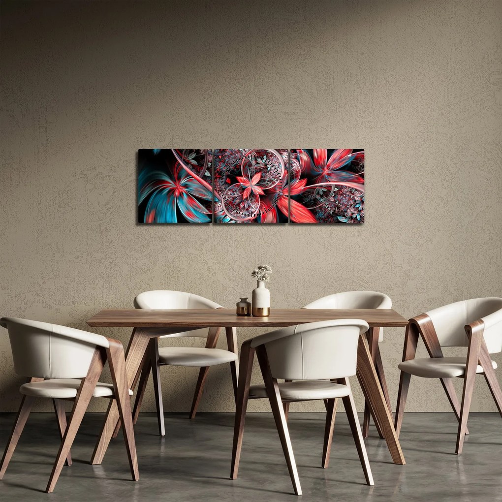 Absztrakt képek egzotikus virágok (órával) (90x30 cm)