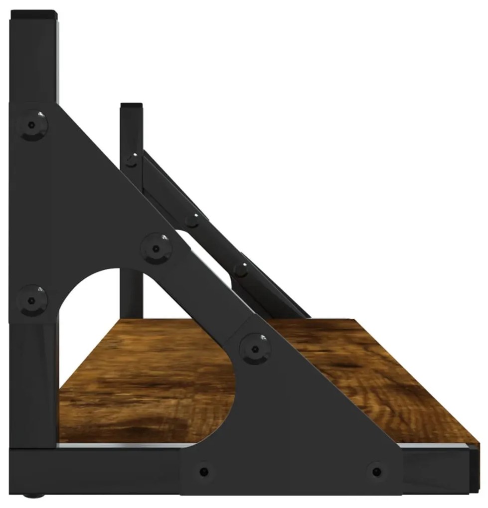 2 db füstös tölgy színű szerelt fa fali polc 80 x 15 x 15,5 cm