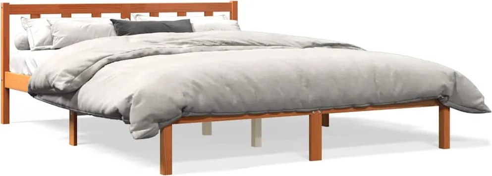 vidaXL viaszbarna tömör fenyőfa ágy matrac nélkül 150 x 200 cm