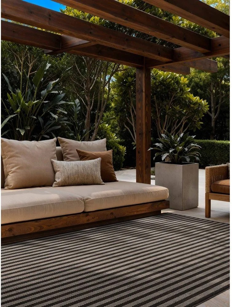 Fekete-krémszínű kültéri-beltéri szőnyeg 160x230 cm Haringey Linley – Ted Baker