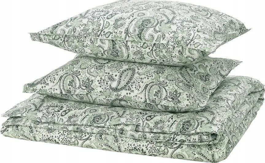 Ikea paplanhuzat és 2 párnahuzat Rodgersia zöld/fehér 200x200/50x60cm