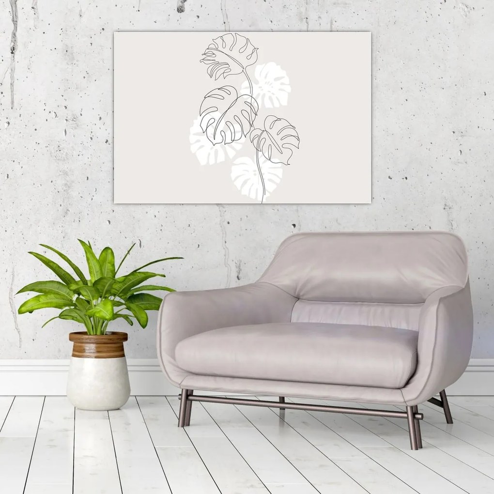 Kép - Vonalkép monstera N⁰3 (90x60 cm)