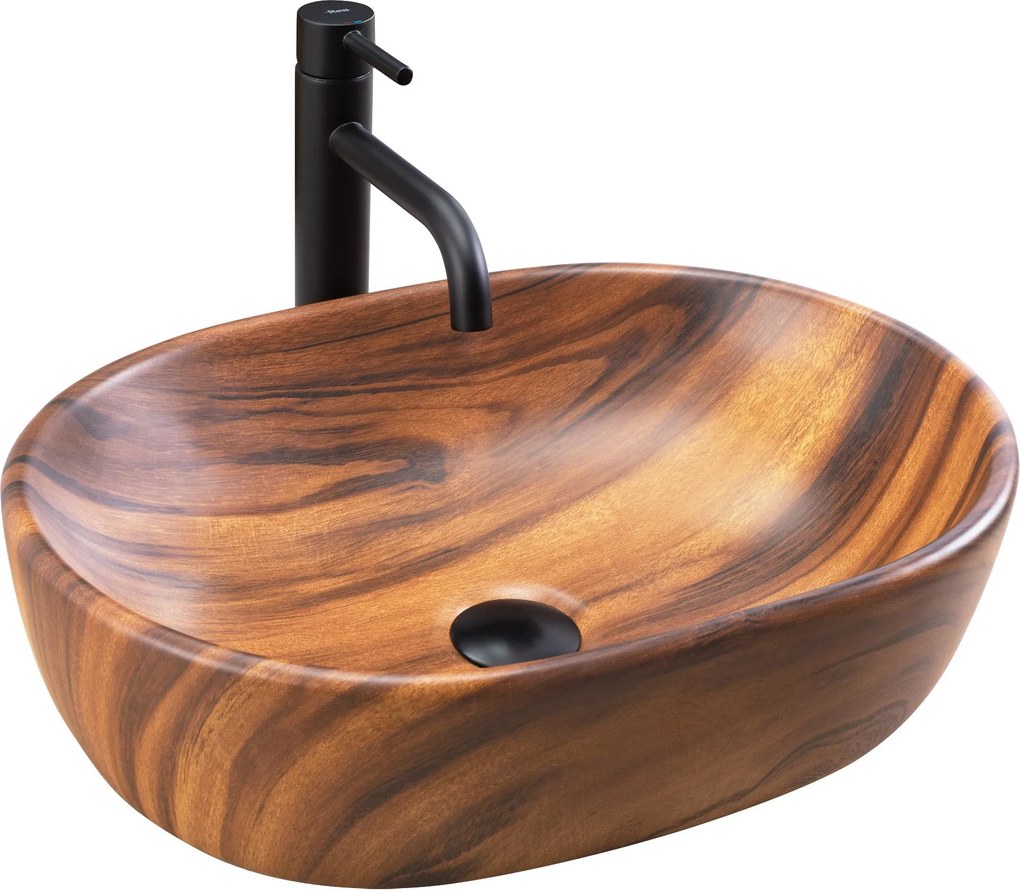 Rea Amelia Wood, asztali mosogató 480x345x135 mm, fautánzat-matt barna, REA-U5060