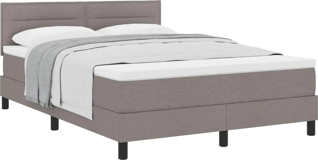 vidaXL Boxrugós ágy matracmal fejtámlával Tópszínű 160 x 200 cm szövet