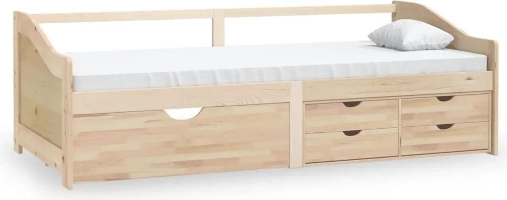 vidaXL 3 személyes tömör fenyőfa kanapéágy fiókokkal 90 x 200 cm