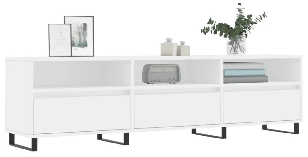 fehér szerelt fa TV-szekrény 150 x 30 x 44,5 cm