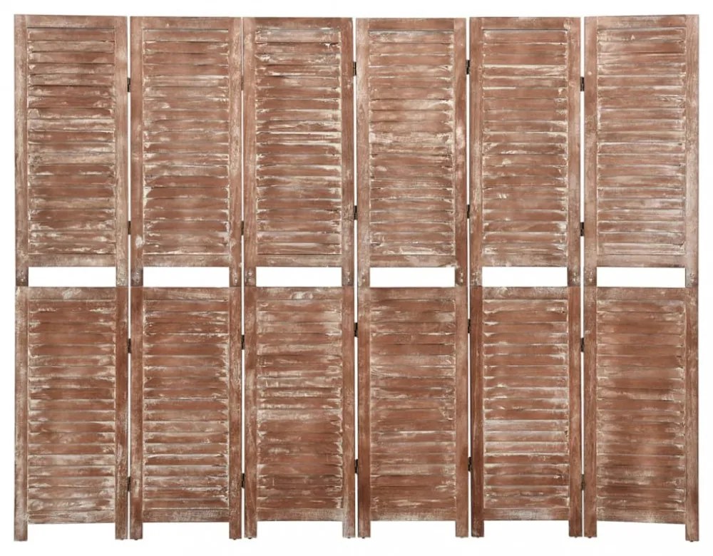 6 paneles barna tömör császárfa paraván 210 x 165 cm