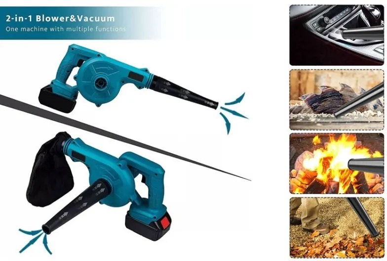 Akkus lombfúvó HAYAMI HA-1045 2 az 1-ben + 2 db akkumulátor + tartozékok