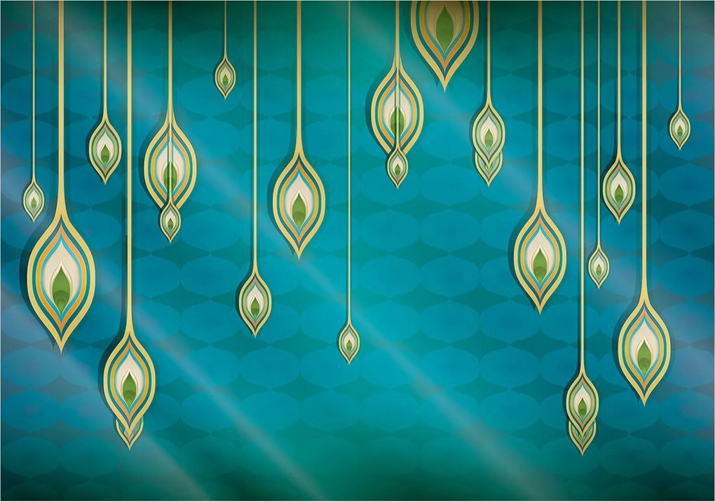 Aranycseppek Art déco Absztrakt kék-zöld tapéta 208x146 +ragasztó