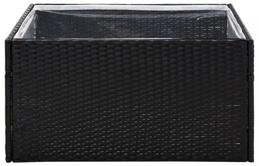 fekete polyrattan kerti ültetőláda 80 x 80 x 40 cm