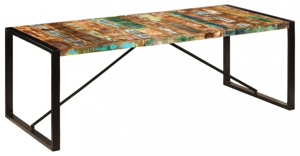 tömör újrahasznosított fa étkezőasztal 220 x 100 x 75 cm